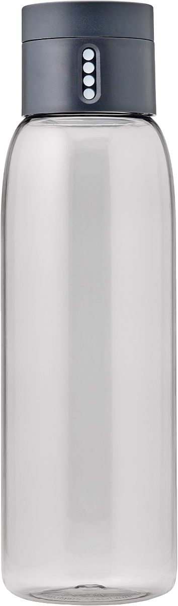 Бутылка для воды Joseph Joseph Dot, цвет: серый, 600 мл81053 Бутылка для воды Joseph Joseph Dot, цвет: серый, 600 мл81053Уникальная бутылка Joseph Joseph Dot поможет вам контролировать ежедневное потребление воды. Бутылка изготовлена из экологичного и ударопрочного материала - тритан. Инновационная крышка со счетчиком запомнит каждое наполнение бутылки в течение дня. Просто закрутите крышку до появления точки, а для питья используйте верхнюю крышку. Новая точка появится каждый раз, когда бутылка заново заполнена и крышка закручена. Из гладкого литого носика бутылки удобно пить, а широкое горлышко идеально для насыпания льда и мытья. Герметичная крышка надежно защитит содержимое от вытекания. Объем - 600 мл.