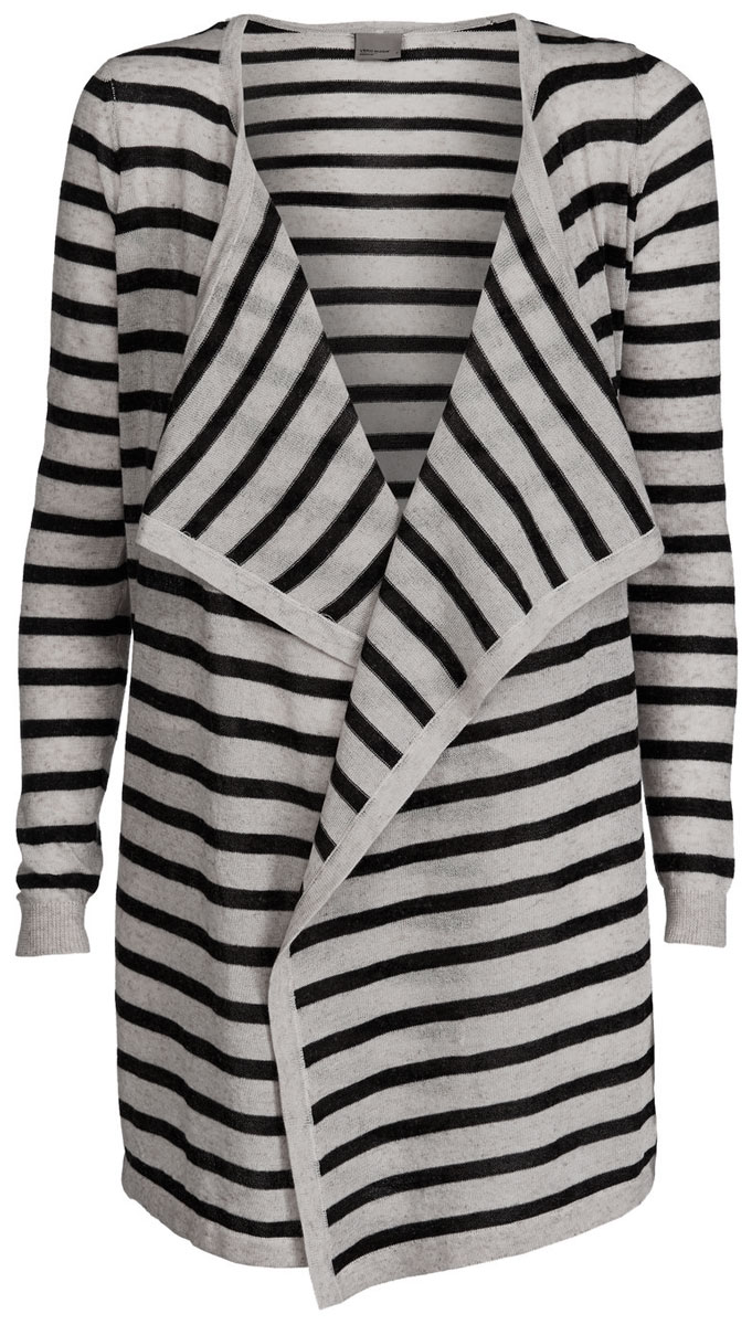 Кардиган женский Vero Moda, цвет: черный, светло-серый. 10166453. Размер L (46)10166453_Light Grey Melange Кардиган женский Vero Moda, цвет: черный, светло-серый. 10166453. Размер L (46)10166453_Light Grey MelangeЖенский кардиган Vero Moda выполнен из высококачественного полиэстера с добавлением льна. Вязаная удлиненная модель с длинными рукавами не имеет застежек и красиво драпируется. Низ и манжеты рукавов связаны резинкой. Кардиган оформлен узором в полоску.