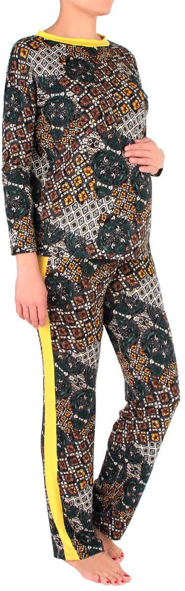 Костюм домашний для беременных Mammy Size: лонгслив, брюки, цвет: темно-серый, желтый. 1168692176. Размер 421168692176 Костюм домашний для беременных Mammy Size: лонгслив, брюки, цвет: темно-серый, желтый. 1168692176. Размер 421168692176Удобный и красивый домашний костюм для беременных Mammy Size, изготовленный из вискозы и эластана, состоит из лонгслива и брюк. Лонгслив с длинными рукавами и круглым вырезом горловины. Универсальность этого комплекта заключается в том, что его можно носить как во время беременности, так и после рождения ребенка. Резинка на брюках устроена так, что во время беременности она находится под животом.