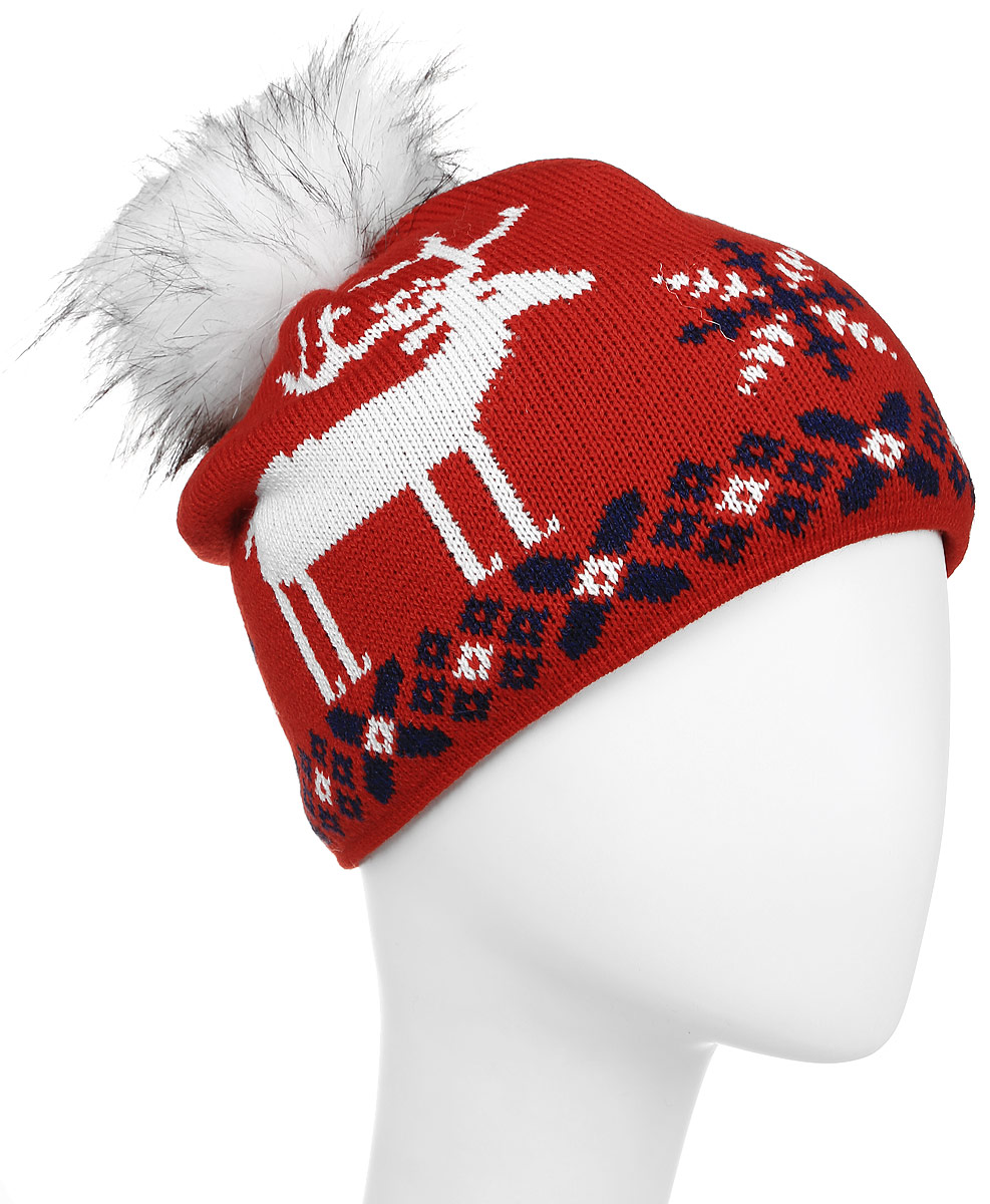 Шапка Kama Fashion Beanies, цвет: красный. A51_104. Размер универсальныйA51_104 Шапка Kama Fashion Beanies, цвет: красный. A51_104. Размер универсальныйA51_104Шапка из смесовой шерсти с норвежским узором и оленем. Модель дополнена помпоном.