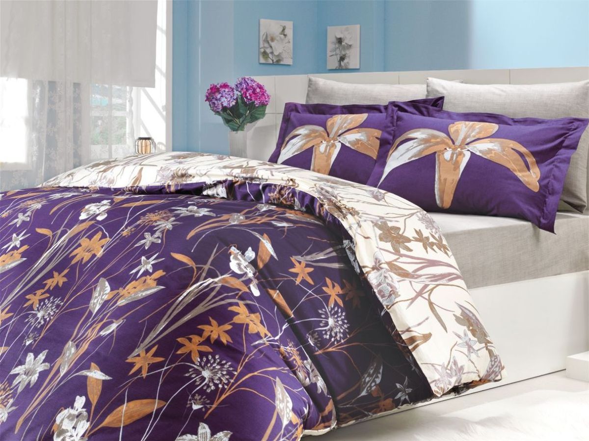 Комплект белья Hobby Home Collection Clarinda, евро, наволочки 70x70, цвет: фиолетовый комплект белья hobby home collection serefina евро наволочки 50x70 70x70 цвет персиковый