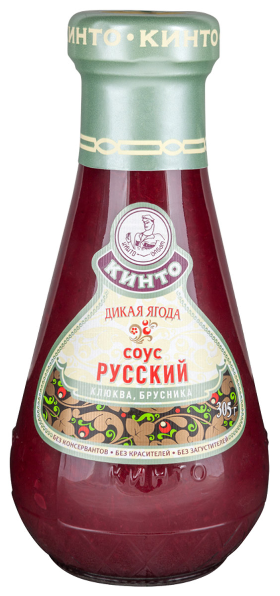 Кинто Дикая Ягода соус фруктовый, 305 г1527 Кинто Дикая Ягода соус фруктовый, 305 г1527Соус Кинто Дикая Ягода - сладковато-пикантный букет с острыми нотками. Изготовлен из свежих лесных ягод – вишни, клюквы и брусники. Прекрасно сочетается с блюдами из жареного мяса и необыкновенно хорош к сырным шарикам,обжаренным во фритюре.