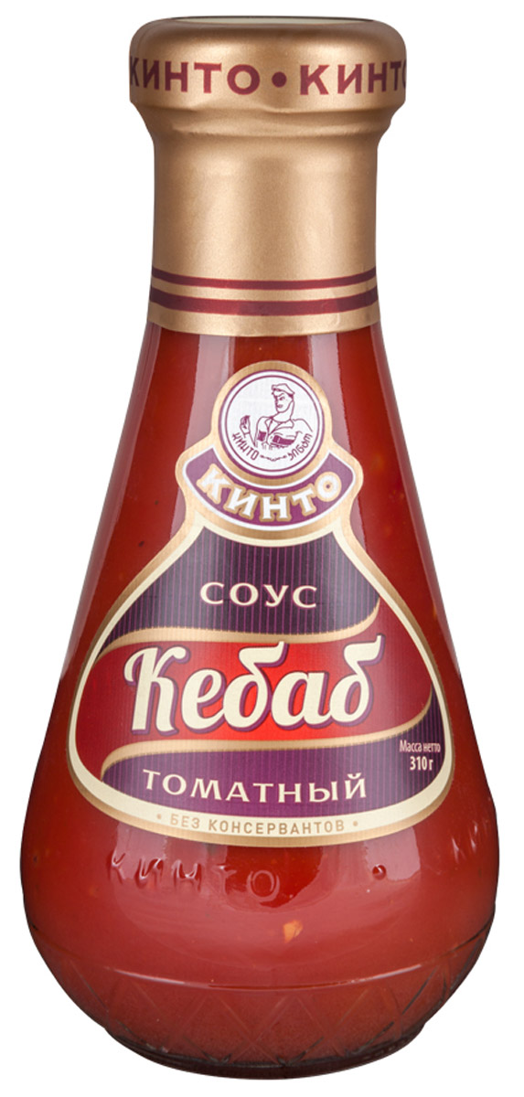Кинто Кебаб соус томатный, 310 г2035 Кинто Кебаб соус томатный, 310 г2035Томатный соус Кинто Кебаб со специями приготовлен по уникальному рецепту. Остроту и незабываемый вкус этому соусу придают входящие в его состав перцы Табаско. Соус Кебаб - идеальное дополнение мясных блюд и особенно люля-кебаб.