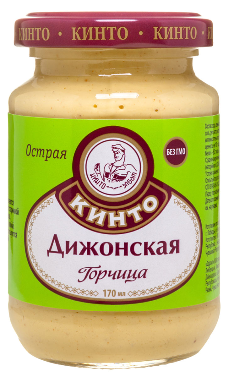 Кинто Дижонская горчица, 170 мл6230 Кинто Дижонская горчица, 170 мл6230Горчица Кинто Дижонская приготовлена по старинной французской рецептуре 19 века из зерен коричневой и желтой горчицы. При перетирании внутренней части семени горчицы выделяется эфирное масло, которое придает жгучий вкус и неповторимый аромат этой приправе. Горчица идеально сочетается с мясом, рыбой, птицей, сосисками, а также используется при приготовлении сэндвичей и бутербродов.