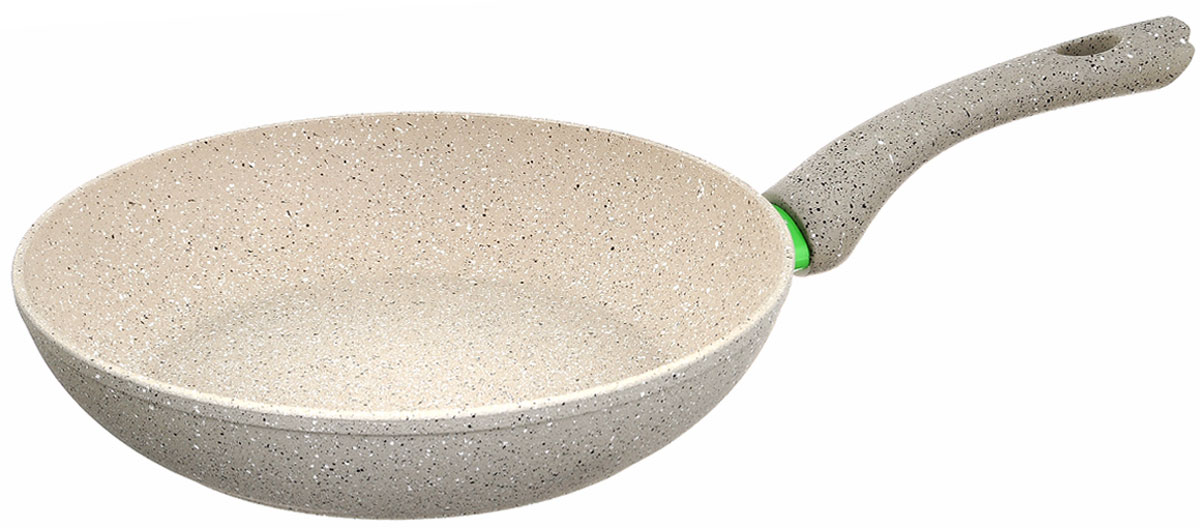 Сковорода Fissman White Stone, с антипригарным покрытием. Диаметр 26 смAL-4983.26 Сковорода Fissman White Stone, с антипригарным покрытием. Диаметр 26 смAL-4983.26Сковорода Fissman White Stone изготовлена из алюминия с трехслойным антипригарным покрытием Platinum. Такое покрытие стойкое к появлению царапин и истиранию. Толстое, идеально гладкое дно обеспечивает равномерное распределение тепла. Сковорода оснащена удобной бакелитовой ручкой, которая не нагревается в процессе приготовления пищи. Сковорода Fissman White Stone создана, чтобы удовлетворить потребности самых взыскательных кулинаров и профессиональных шеф-поваров. Это результат сочетания уникального производственного процесса, современного дизайна, непревзойденного качества и использования передовых сертифицированных материалов. Подходит для использования на всех типах плит, даже на индукционных. Можно мыть в посудомоечной машине. Подарок к контейнеру идет мягкая подставка под горячее.Высота стенки: 5,5 см. Длина ручки: 17,5 см.