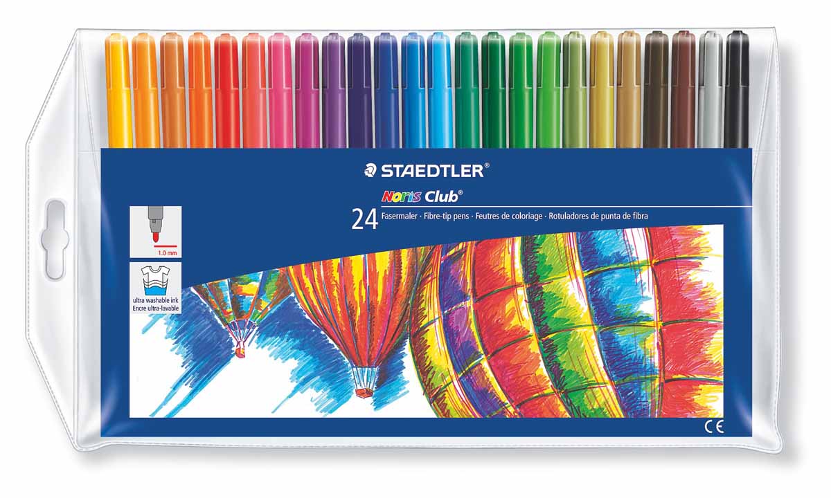 Staedtler Набор фломастеров Noris Club 24 цвета325WP24 Staedtler Набор фломастеров Noris Club 24 цвета325WP24Набор Staedtler Noris Club предназначен для маленьких и любознательных малышей. Он включает в себя 24 уникальных разноцветных фломастера.Грифель каждого изделия снабжен устойчивым к сильному нажатию пишущим узлом.Рисование развивает усидчивость, фантазию, образное восприятие и логическое мышление.Кроме того, у ребенка тренируется зрительная координация и мелкая моторика рук.Толщина линии 1 мм.