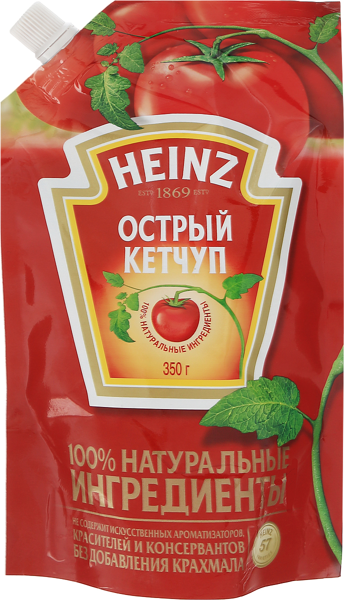 Heinz кетчуп Острый, 350 г79000187 Heinz кетчуп Острый, 350 г79000187Острый кетчуп Heinz приготовлен с добавлением разнообразных специй, придающих блюдам изысканный вкус. Необыкновенно вкусный кетчуп умеренной остроты.Традиционный рецепт уже 140 лет радует потребителя классическим вкусом кетчупа с густой консистенцией, разбавленный ароматом гвоздики и других пряных специй. Уважаемые клиенты! Обращаем ваше внимание, что полный перечень состава продукта представлен на дополнительном изображении.