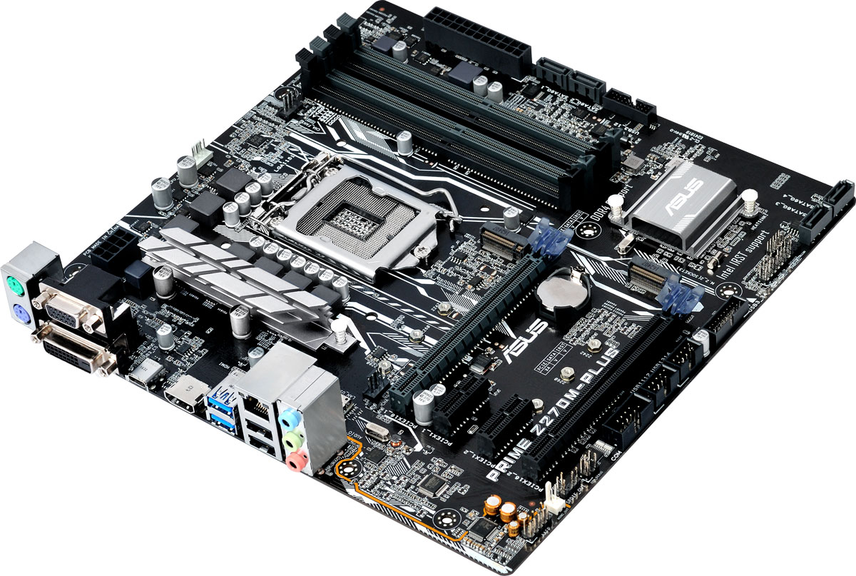 Asus Prime Z270M-Plus материнская плата90MB0S50-M0EAY0 Asus Prime Z270M-Plus материнская плата90MB0S50-M0EAY0Asus Prime Z270M-Plus - материнская плата формата micro-ATX с процессорным разъемом Intel LGA1151, светодиодной подсветкой и современными интерфейсами.Данная материнская плата оснащена новейшим чипсетом Intel Z270 и совместима с процессорами Intel серий Core i7/Core i5/Core i3/Pentium/Celeron шестого и седьмого поколений, которые устанавливаются в разъем LGA1151. Такие процессоры включают в себя интегрированное графическое ядро, а также контроллеры памяти и шины PCI Express с поддержкой двухканальной DDR4 SDRAM (4 слота DIMM) и 16 линий PCI Express 3.0/2.0.Intel Z270 поддерживает до десяти портов USB 3.0 и шести портов SATA 6 Гбит/с, предлагает интерфейсы M.2 (32 Гбит/с) и PCIe 3.0, а также позволяет использовать графические ядра, встраиваемые в современные процессоры Intel.Prime – это новый этап в развитии материнских плат Asus, чья родословная начинается с далекого 1989 года. Команда инженеров, создающих модели серии Prime, ставила себе целью сделать их максимально гибкими в персонализации и удобными в настройке, ведь именно это наиболее важно для энтузиастов. С помощью материнских плат Prime увлеченные компьютерами пользователи получают максимальную производительность, безупречную стабильность работы и полный контроль над своей системой.Материнская плата Asus Prime Z270M-Plus может похвастать долгим сроком службы за счет технологии 5X Protection III, которая охватывает целый ряд инженерных решений, служащих для защиты от электрических перегрузок, коррозии, электростатических разрядов и прочих неприятностей.Технология SafeSlot Core – это особый способ крепления слота PCIe, который обеспечивает большую прочность и устойчивость к деформациям. Усиленные точки пайки вокруг контактов слотов PCIe и DIMM.Разъем проводной сети на материнской плате Asus Prime Z270M-Plus оснащается специальной защитой от статического электричества и перепадов напряжения.В системе питания данной материнской платы используются стабилизаторы, обеспечивающие защиту от перепадов напряжения, которые могут возникнуть при использовании блоков питания не самого высокого качества. Для предотвращения перегрузки по току и коротких замыканий используются встроенные предохранители. Они защищают все компоненты устройства, начиная с периферийных разъемов и заканчивая слотами памяти.Материнская плата Asus Prime Z270M-Plus – высоконадежный продукт. Каждый экземпляр подвергается разнообразным тестам на протяжении более чем 8 000 часов, поэтому ее надежность превосходит требования промышленных стандартов.Благодаря оригинальной Т-образной топологии подключения слотов системной памяти DDR4 увеличивается ее разгонный потенциал. Именно это позволяет достичь высоких частот при разгоне модулей памяти на материнской плате Asus Prime Z270M-Plus: до 3866 МГц и выше.Чтобы увеличить скорость работы пользовательской памяти до беспрецедентных значений, можно объединить пару твердотельных накопителей в RAID0-массив.Материнская плата Asus Prime Z270M-Plus предлагает гибкие средства управления вентиляторами системы охлаждения, которые доступны через UEFI BIOS и специальную утилиту Fan Xpert 4.Данная материнская плата снабжена красочной светодиодной подсветкой с различными визуальными эффектами.Инновационные инженерные решения и высококачественные компоненты – залог высокого качества встроенной аудиосистемы. Для еще большей чистоты звучания левый и правый аудиоканалы разведены в разных слоях печатной платы. Японские конденсаторы вносят неоценимый вклад в обеспечение высокого качества звука.Специальный EPU-чип от Asus оптимизирует энергопотребление компьютера, позволяя достичь существенной экономии электричества (до 12 Вт по потреблению центрального процессора). Он поддерживает особый режим работы, в котором отключается питание от неиспользуемых контролеров периферийных устройств. Материнские платы Asus Prime Z270M-Plus являются совместимыми с энергонезависимой памятью нового типа, получившей название Optane. Выступая в качестве более быстрой альтернативы твердотельным накопителям, модули памяти Optane помогают ускорить процесс загрузки операционной системы и приложений, что делает весь компьютер более отзывчивым на действия пользователя.Используя четыре линии PCI Express 3.0/2.0, интерфейс M.2 обеспечивает скорость передачи данных до 32 Гбит/с. Он идеально подходит для подключения современных твердотельных накопителей.Данная материнская плата дает возможность вывести на переднюю панель компьютерного корпуса сразу четыре высокоскоростных порта USB 3.0.Будучи тоньше, чем стандартный порт USB Type-A, разъем нового типа USB Type-C также является обратимым. Это значит, что кабель или флешку можно вставлять в него в обоих положениях, различающихся на 180 градусов.Для минимизации риска повреждений или коротких замыканий в процессе установки материнской платы в компьютерный корпус вокруг ее крепежных отверстий созданы безопасные зоны, в которых нет никаких компонентов.Слоты памяти оснащаются удобными односторонними защелками, расположенными у края материнской платы. Благодаря им вставлять и извлекать модули памяти не составит ни малейшего труда.Графический интерфейс BIOS с поддержкой мыши предлагает два режима работы: простой режим с базовыми настройками для обычных пользователей и продвинутый для энтузиастов.