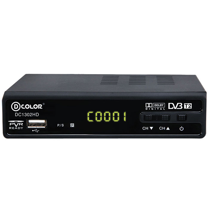 D-Color DC1302HD DVB-T2 цифровой ТВ-тюнер6907325813022 D-Color DC1302HD DVB-T2 цифровой ТВ-тюнер6907325813022Цифровой ТВ-тюнер D-Color DC1302HD отвечает всем самым современным требованиям к цифровым ресиверам. Новейшее ПО и качественные комплектующие позволяют передавать четкую, яркую, сочную картинку даже в самых отдаленных регионах России.Процессор: MStar 7T01 со встроенным демодуляторомТюнер: Maxliner 608Тип корпуса: металлическийДиапазон принимаемых частот: 174-862 MГц.