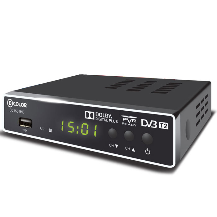 D-Color DC1501HD DVB-T2 цифровой ТВ-тюнер6907325815019 D-Color DC1501HD DVB-T2 цифровой ТВ-тюнер6907325815019Цифровой ТВ-тюнер D-Color DC1501HD отвечает всем самым современным требованиям к цифровым ресиверам. Новейшее ПО и качественные комплектующие позволяют передавать четкую, яркую, сочную картинку даже в самых отдаленных регионах России.Процессор: MStar 7T01 со встроенным демодуляторомТюнер: Maxliner 608Тип корпуса: металлическийДиапазон принимаемых частот: 174-862 MГц