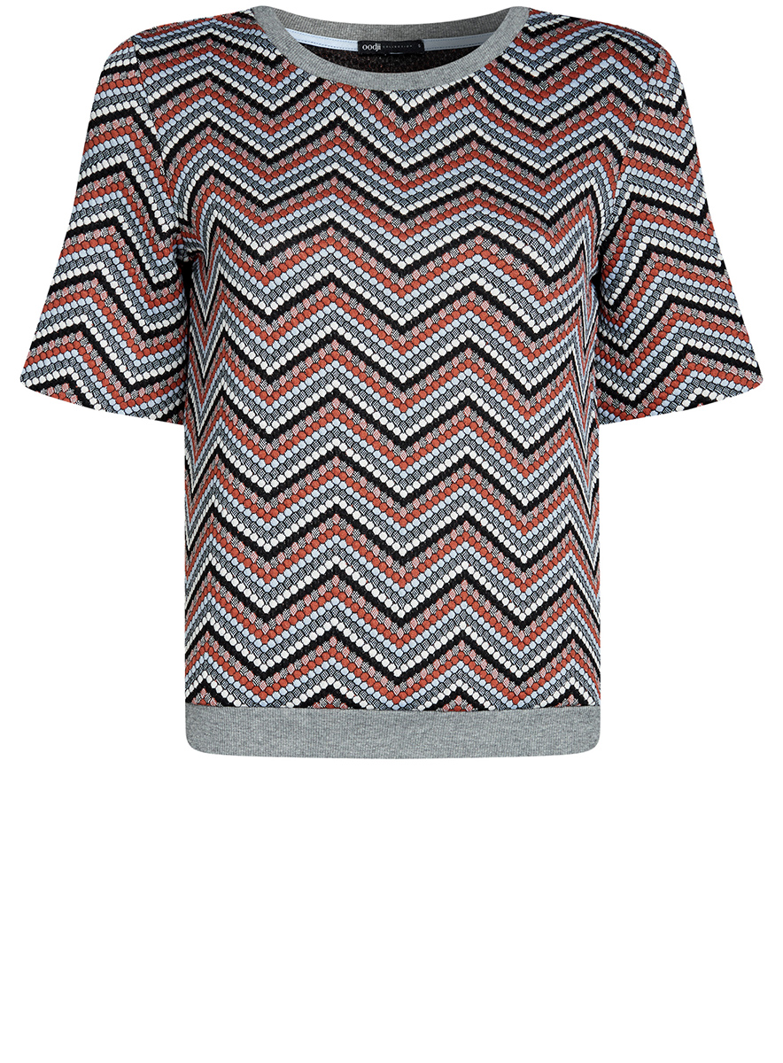 Джемпер женский oodji Collection, цвет: черный, темно-оранжевый. 24801010-13/46478/2959S. Размер M (46) джемпер женский oodji collection цвет черный темно оранжевый 24801010 13 46478 2959s размер m 46