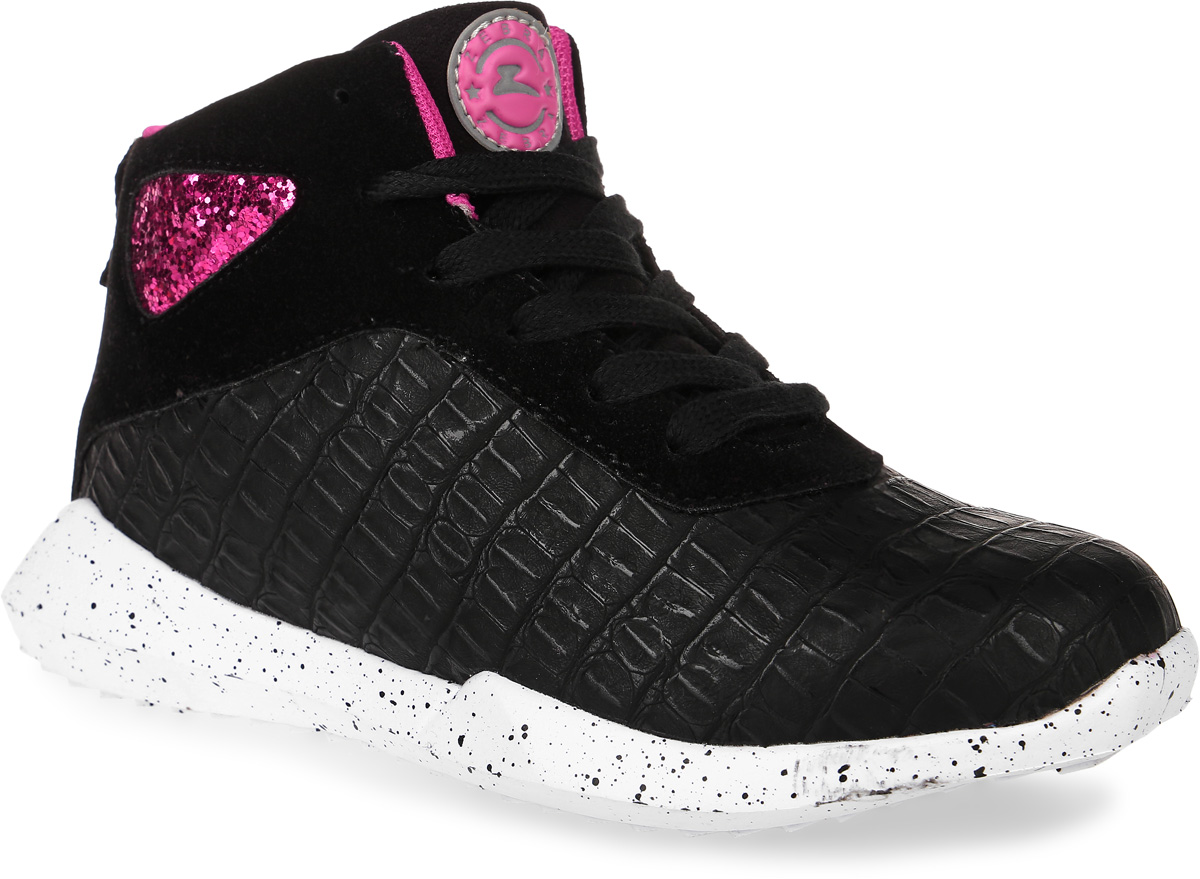 Кроссовки для девочки Зебра, цвет: черный, розовый. 10916-1. Размер 31