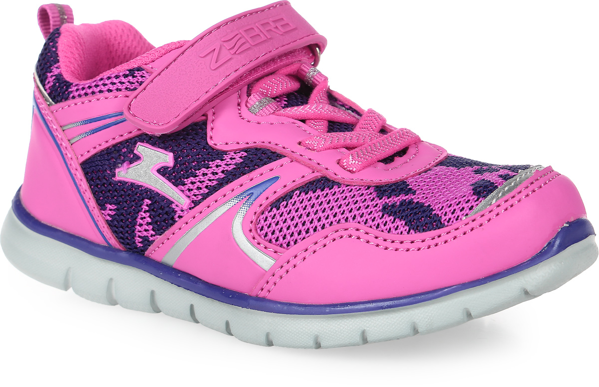 Кроссовки для девочки Зебра, цвет: розовый, фиолетовый. 10895-9. Размер 32