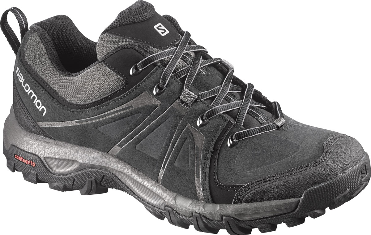 Кроссовки трекинговые мужские Salomon Evasion Ltr, цвет: черный. L37689500. Размер 8,5 (41)L37689500 Кроссовки трекинговые мужские Salomon Evasion Ltr, цвет: черный. L37689500. Размер 8,5 (41)L37689500Трекинговые мужские кроссовки Evasion Ltr с верхом из замшевых вставок дополнены защитной синтетическойнакладкой на носке. Подкладка и стелька изготовлены из текстиля. Модель с защитой от грязи и защитной накладкой на заднике. Не оставляющая следов резины подошва Contagrip, промежуточная подошва изготовлена из пластика и ЭВА. В этих ботинках вы готовы к любым приключениям в горах и сельской местности.