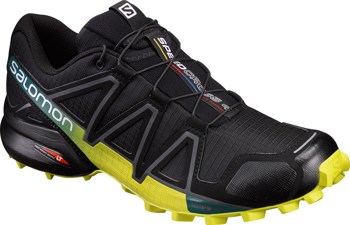 Кроссовки для бега мужские Salomon Speedcross 4, цвет: черный, желтый. L39239800. Размер 10 (43)L39239800 Кроссовки для бега мужские Salomon Speedcross 4, цвет: черный, желтый. L39239800. Размер 10 (43)L39239800Беговые мужские кроссовки от Salomon Speedcross 4 выполнены на 64,3% из синтетического материала и на 35,7% из текстиля. Конструкция верха Sensifit с пропиткой Mudguard не пропускает грязь и воду. Подъем оформлен шнуровкой с фиксатором, благодаря которой обувь сидит плотно на ноге, и дополнен кармашком для шнурков. Стелька Ortholite из ЭВА материала с текстильным верхним покрытием создает более прохладное и сухое пространство под стопой. Мягкая верхняя часть и подкладка, изготовленная из текстиля, обеспечивают дополнительный комфорт и предотвращают натирание. Язычок дополнен текстильной нашивкой с символикой бренда. Светоотражающие элементы обеспечат лучшую видимость в темное время суток. Подошва Contagrip не оставляет следов и обеспечивает отличное сцепление со скользкой поверхностью. Такие кроссовки займут достойное место в коллекции вашей спортивной обуви.