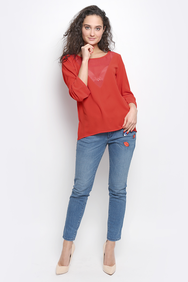 Блузка женская Tom Tailor Contemporary, цвет: алый. 2032977.00.75_4239. Размер 38 (44)2032977.00.75_4239 Блузка женская Tom Tailor Contemporary, цвет: алый. 2032977.00.75_4239. Размер 38 (44)2032977.00.75_4239Женская блуза Tom Tailor Contemporary с рукавами длиной 7/8 и круглым вырезом горловины выполнена из полиэстера. Блузка имеет свободный крой, на груди дополнена полупрозрачной вставкой.