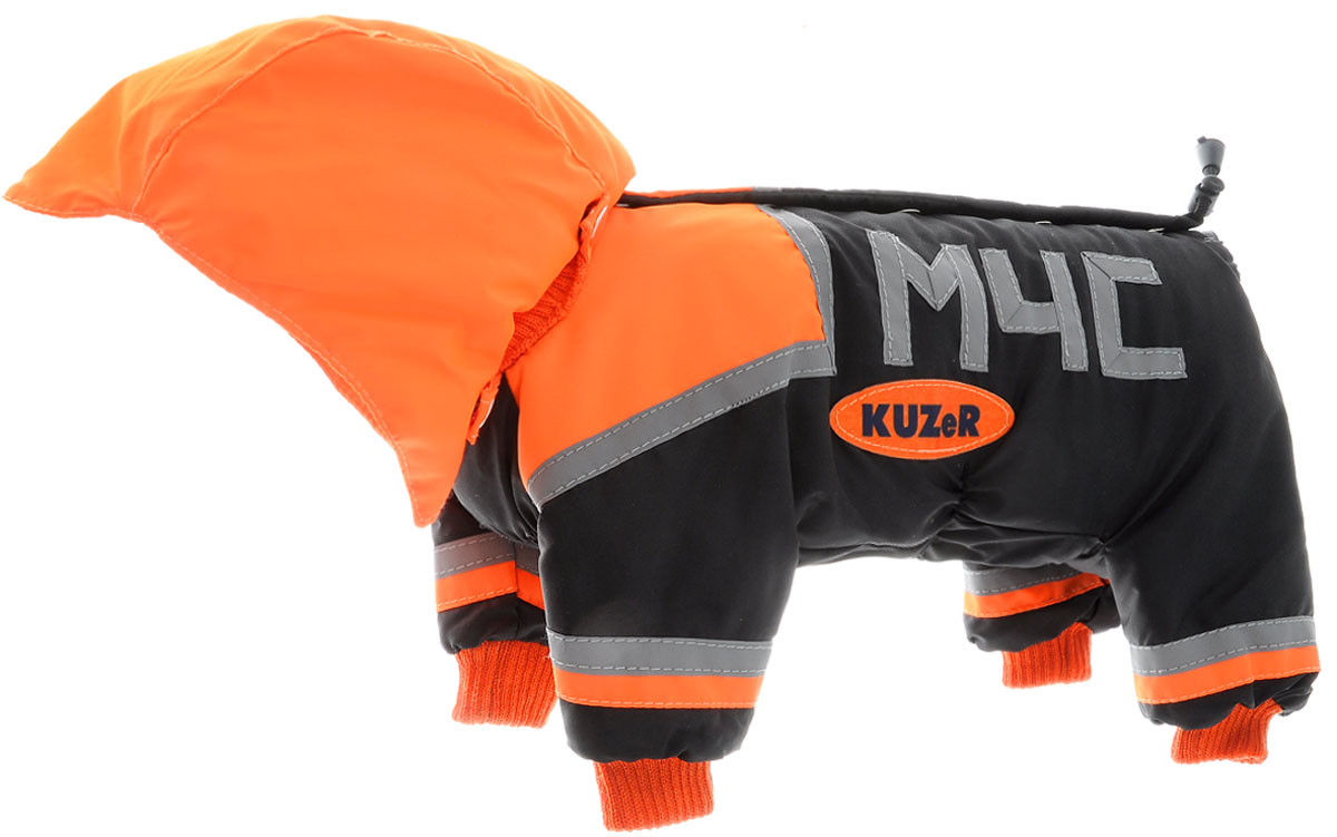 Комбинезон для собак Kuzer-Moda МЧС, для мальчика, утепленный, цвет: черный, оранжевый. Размер XXSKZ001684 Комбинезон для собак Kuzer-Moda МЧС, для мальчика, утепленный, цвет: черный, оранжевый. Размер XXSKZ001684Комбинезон для собак Kuzer-Moda МЧС отлично подойдет для прогулок в прохладную погоду.Комбинезон изготовлен из прочной, ткани, которая сохранит тепло и обеспечит отличный воздухообмен. Комбинезон с капюшоном застегивается на кнопки, благодаря чему его легко надевать и снимать. Капюшон пристегивается при помощи кнопок. Ворот, низ рукавов и брючин оснащены резинками, которые мягко обхватывают шею и лапки, не позволяя просачиваться холодному воздуху. Изделие снабжено светоотражающими элементами. На пояснице имеются затягивающиеся шнурки, которые также не позволяют проникнуть холодному воздуху.Благодаря такому комбинезону простуда не грозит вашему питомцу, и он не даст любимцу продрогнуть на прогулке. Длина по спинке 27 см.