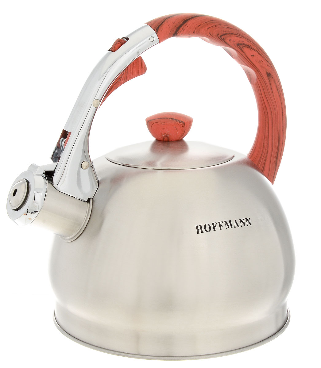 Чайник Hoffmann, со свистком, 2 л. НМ 5521_4НМ 5521_4 Чайник Hoffmann, со свистком, 2 л. НМ 5521_4НМ 5521_4Чайник Hoffmann выполнен из высококачественнойнержавеющей стали, что делает его весьма гигиеничными устойчивым к износу при длительном использовании.Носик чайника оснащен насадкой-свистком, что позволитвам контролировать процесс подогрева или кипяченияводы. Фиксированная ручка, изготовленная из пластика, оснащена механизмом открывания носика.Эстетичный и функциональный чайник будеторигинально смотреться в любом интерьере.Подходит для всех типов плит, включая индукционные.Можно мыть в посудомоечной машине. Высота чайника (с учетом ручки и крышки): 21 см.