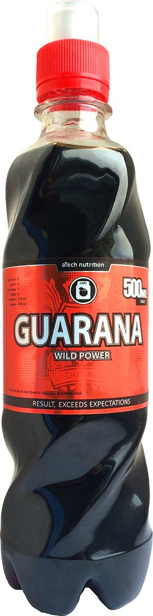 Энергетический напиток aTech Nutrition Guarana Wild Power, гуарана, 500 мл4630019670084 Энергетический напиток aTech Nutrition Guarana Wild Power, гуарана, 500 мл4630019670084Энергетический напиток aTech Nutrition Guarana Wild Power утолит жажду и взбодрит вашу нервную систему перед предстоящими физическими или умственными нагрузками.В отличии от газированных напитков, Wild Power не содержит сахара и приготовлен на натуральных ингредиентах, содержит гуарану бразильскую, таурин и минимум калорий.Состав: вода подготовленная, экстракт гуараны, кофеин, таурин, регулятор кислотности (яблочная и лимонная кислота), консервант (сорбат калия, бензоат натрия), натуральный пищевой краситель кармин, подсластитель сукралоза.