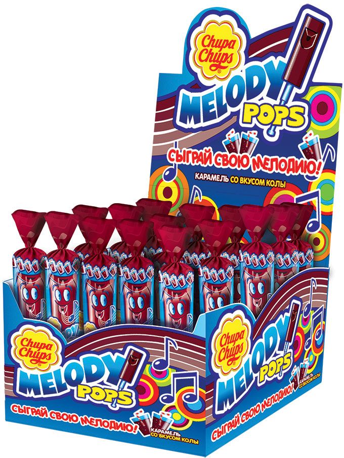 Chupa Chups карамель Melody Pops Кола, 48 шт по 15 г8251972 Chupa Chups карамель Melody Pops Кола, 48 шт по 15 г8251972Фруктовая карамель и одновременно настоящая свистулька, на которой можно играть разные мелодии.