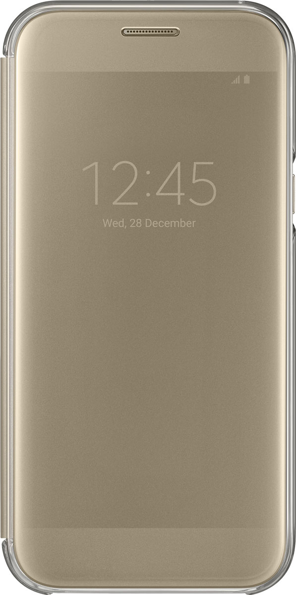 Samsung EF-ZA520 ClearView чехол для Galaxy A5 (2017), GoldEF-ZA520CFEGRU Samsung EF-ZA520 ClearView чехол для Galaxy A5 (2017), GoldEF-ZA520CFEGRUSamsung ClearView, созданный специально для модели смартфона Galaxy A5 2017, позволяет идти в ногу со временем и является одной из разновидностей умных чехлов. Чехол надежно защищает смартфон со всех сторон, включая экран, от царапин, пыли и повреждений. При этом защиту экрана обеспечивает прозрачная крышка из оргстекла, покрытого лаком. Она настолько функциональна, что сквозь нее виден весь дисплей целиком. Так вы всегда будете в курсе происходящего: новостей, времени, погоды, входящих сообщений и уведомлений. Чехол на страже вашего времени - при звонке не нужно открывать чехол - прозрачная лаковая поверхность чехла реагирует на прикосновения и позволяет вам ответить на важные звонки, не открывая крышки смартфона