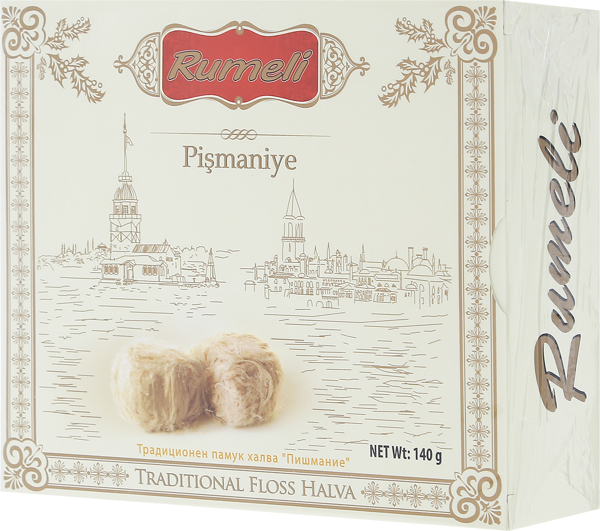 Rumeli традиционная халва пишмание, 140 гB18079 Rumeli традиционная халва пишмание, 140 гB18079Родиной пишмание принято считать Турцию, а точнее город Измит. Точных данных о том, как это лакомство распространилось по всей территории Анатолийского побережья нет. Но, по преданию, когда пишмание доставили в османский дворец, оно стало называться Сарай Хельвасы, что значит Дворцовая Халва. Даже сейчас в уезде под названием Мудурну (Болу) народ эту сладость так и называет.В Кастамоне она называется чекме хельва (Cekme Helva), которую здесь преподносят как редкий подарок. В Анталии – это кетен хельвасы (Keten Helvas) или халва из хлопка, которая готовиться уже реже. Сегодня пишмание многие называют также пешмеком или тель хельвой. Первым мастером по приготовлению в Измите пишмание считают Кандырского мастера Хайри. А вот в торговлю оно пришло от армянского кондитера Хаджи Агопа. При первой мировой войне кондитер Агоп Долмаджиян закрыл мастерскую и уехал. А продолжил его дело бывший бухгалтер Ибрагим Этэм Эфенди. Изначально пишмание готовиться посредством смешивания муки с густой массой, которая образовывается при длительном кипячении воды с сахаром.Уважаемые клиенты! Обращаем ваше внимание, что полный перечень состава продукта представлен на дополнительном изображении.