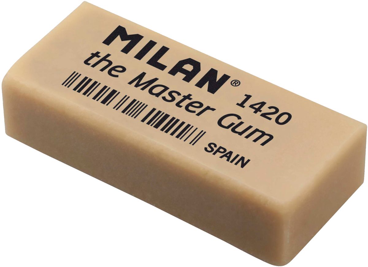 Milan Ластик Master Gum 1420 прямоугольныйCMM1420-05 Milan Ластик Master Gum 1420 прямоугольныйCMM1420-05Ластик Milan Master Gum 1420 - это специальный ластик для изящных искусств. Усовершенствованный ластик, изготовленный из синтетического каучука, который имеет высокую способность к адсорбции с углем и графитом. Он стирает легко, без давления на поверхность бумаги, образуя мягкие крошки. Он также может быть использован для стирания или размытия рисунков, сделанных углем.