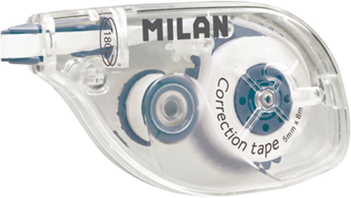 Milan Корректирующая лента 5 х 8000 мм1300912/1300701 Milan Корректирующая лента 5 х 8000 мм1300912/1300701Корректирующая лента Milan будет незаменима на любом рабочем столе. Ширина ленты - 5 мм, длина - 8 м.Корректирующая лента имеет одноразовый картридж. Подходит для левшей из-за вращающегося наконечника. Коррекция на всех типах бумаги. Подходит для машинописного и рукописного текста. Лента точно и плотно покрывает строку. Не требует времени на высыхание.