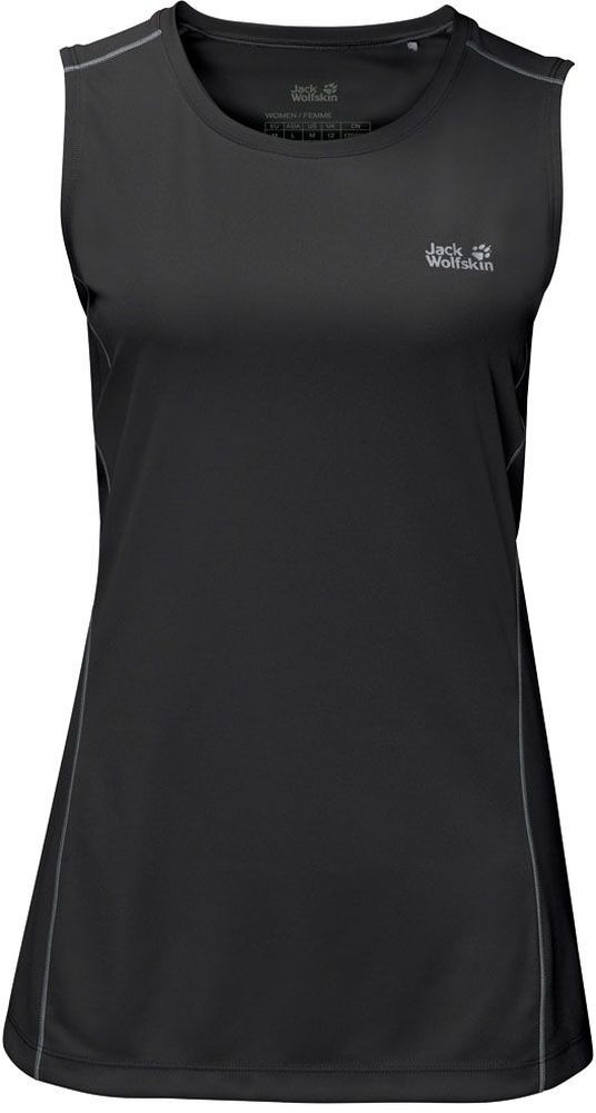 Майка женская Jack Wolfskin Rock Chill Top W, цвет: черный. 1805451-6000. Размер XL (50/52)1805451-6000 Майка женская Jack Wolfskin Rock Chill Top W, цвет: черный. 1805451-6000. Размер XL (50/52)1805451-6000Майка женская Rock Chill Top W выполнена из 100% полиэстера. Ткань обладает терморегулирующими свойствами, то есть охлаждает, когда жарко, и согревает, когда холодно. Ткань легкая, шелковистая, приятная к телу, быстро сохнет, а специальная обработка позволяет уменьшить образование неприятных запахов. Модель идеальна для бега, треккинга и хайкинга. Майка имеет круглый вырез горловины и светоотражающие элементы для безопасности в темное время суток. Изделие выполнено в однотонном дизайне и дополнено логотипом бренда.