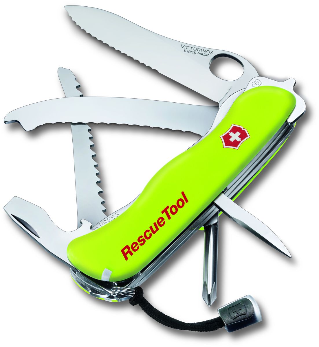 Нож перочинный Victorinox Rescue Tool, 14 функций, с чехлом, длина 11,1 см0.8623.MWN Нож перочинный Victorinox Rescue Tool, 14 функций, с чехлом, длина 11,1 см0.8623.MWNЛезвие перочинного складного ножа Victorinox Rescue Tool изготовлено из высококачественной нержавеющей стали. Ручка, выполненная из прочного пластика, обеспечивает надежный и удобный хват.Хорошее качество, надежный долговечный материал и эргономичная рукоятка - что может быть удобнее на природе или на пикнике!Функции ножа:- Большое фиксирующееся лезвие, открывающееся одной рукой.- Крестовая отвертка.- Консервный нож с малой отверткой.- Открывалка для бутылок с отверткой.- Инструмент для снятия изоляции.- Стропорез. - Шило, кернер.- Кольцо для ключей.- Пинцет.- Зубочистка.- Пила по дереву.В набор входит текстильный чехол для ножа.