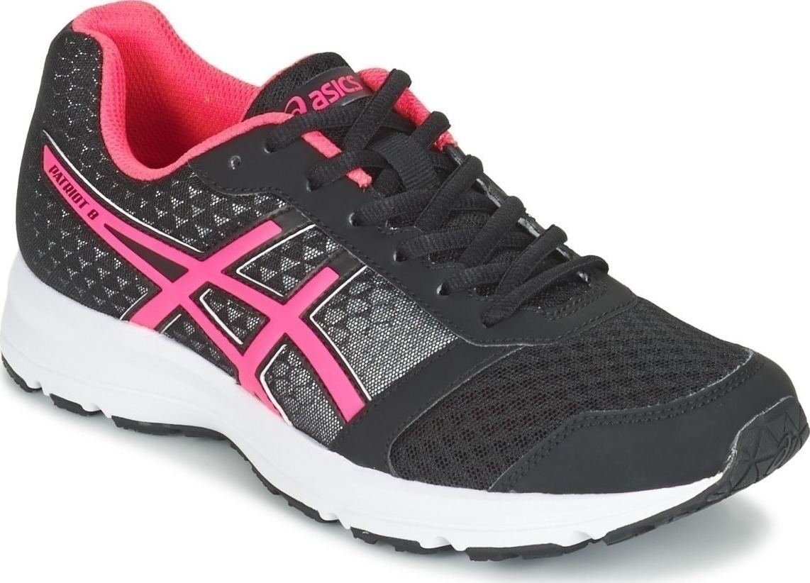 Кроссовки для бега женские Asics Patriot 8, цвет: черный, розовый. T669N-9020. Размер 6H (36)T669N-9020 Кроссовки для бега женские Asics Patriot 8, цвет: черный, розовый. T669N-9020. Размер 6H (36)T669N-9020Кроссовки для бега Asics Patriot 8 выполнены из сетчатого текстиля комбинированных цветов и дополнены элементами из искусственной кожи. Модель оформлена фирменными нашивками. На ноге модель фиксируется с помощью шнурков. Внутренняя поверхность выполнена из мягкого сетчатого текстиля. Стелька выполнена из ЭВА-материала с поверхностью из текстиля. Подошва изготовлена из легкого и гибкого ЭВА-материала. Поверхность подошвы выполнена из прочной резины и дополнена протектором, который гарантирует отличное сцепление с любой поверхностью.