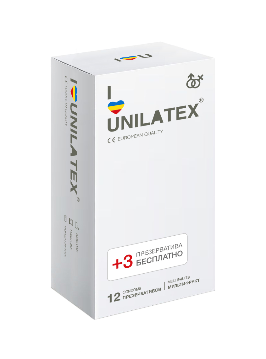Презервативы Unilatex Multifruits, 12 шт. + 3 шт. в подарок