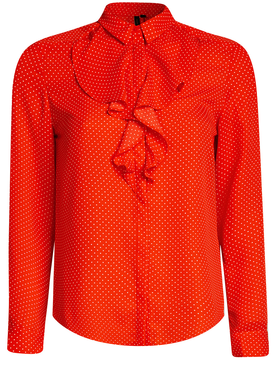 Блузка женская oodji Collection, цвет: красный. 21411090/36215/4510D. Размер 44-170 (50-170)