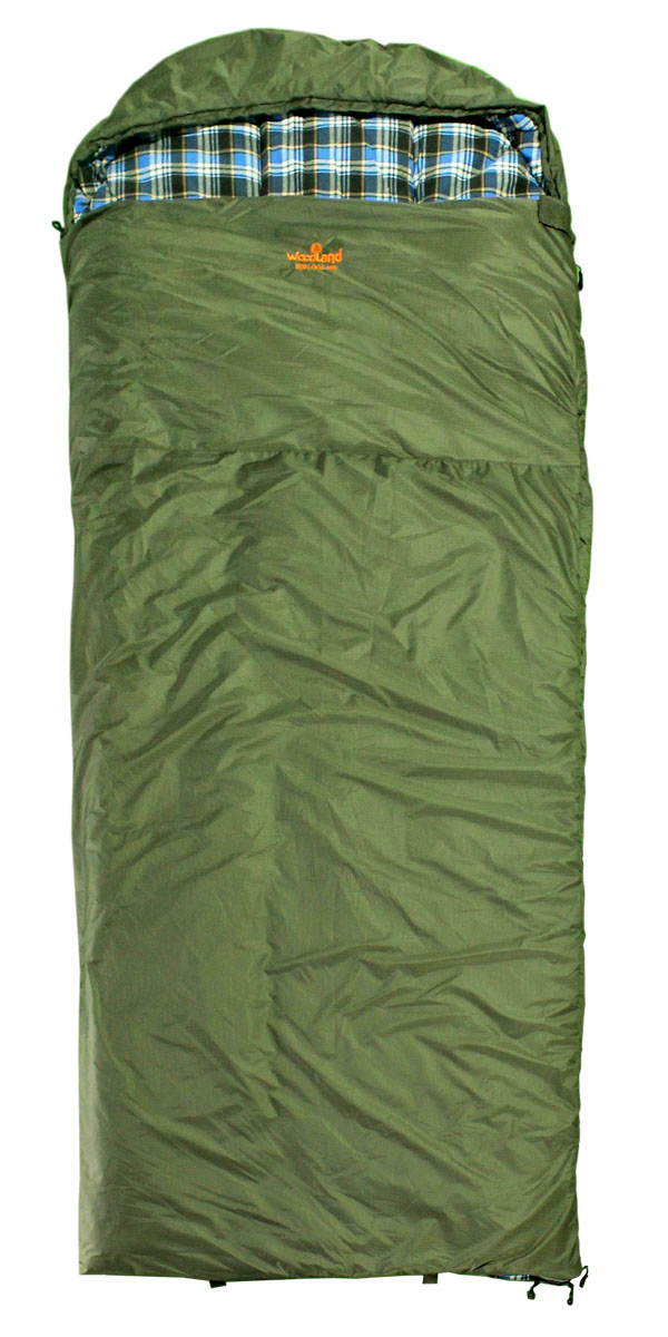 Спальный мешок Woodland Berloga 400 L, левосторонняя молния, цвет: хаки, 190+35 х 90 см59381 Спальный мешок Woodland Berloga 400 L, левосторонняя молния, цвет: хаки, 190+35 х 90 см59381Спальный мешок Berloga - это идеальное решение для любителей активного отдыха и кемпингов, которым требуется компактное и легкое снаряжение в сочетании с комфортом и наилучшим утеплением. Этот спальник предназначен для эксплуатации в условиях влажной и холодной погоды. Рассчитан на три сезона использования, что позволяет спать в комфорте даже при сильных заморозках.Технология простегивания Jointless позволяет не прошивать внешнюю ткань спального мешка, что значительно уменьшает потерю тепла и позволяет увеличить температуру внутри спальника на 2°С. Объемный утепляющий воротник предотвращает проникновение холодного воздуха. Благодаря двухсторонней молнии спальники могут превращаться в одеяло, а так же состегиваться между собой.Теплоизолирующая полоса вдоль молнии исключает потерю тепла.Размеры: 190+35 х 90 см.Материал: 210T Polyester Rip-Stop W/R W/P.Подкладка: 100% Cotton Flannel.Утеплитель: 2 Х 200G/M2 Hollow Fiber + Шерсть.