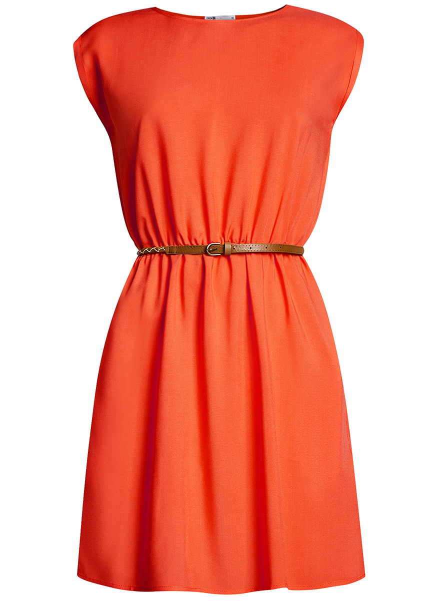 Платье oodji Ultra, цвет: оранжевый. 11910073B/26346/4501N. Размер 34-170 (40-170)