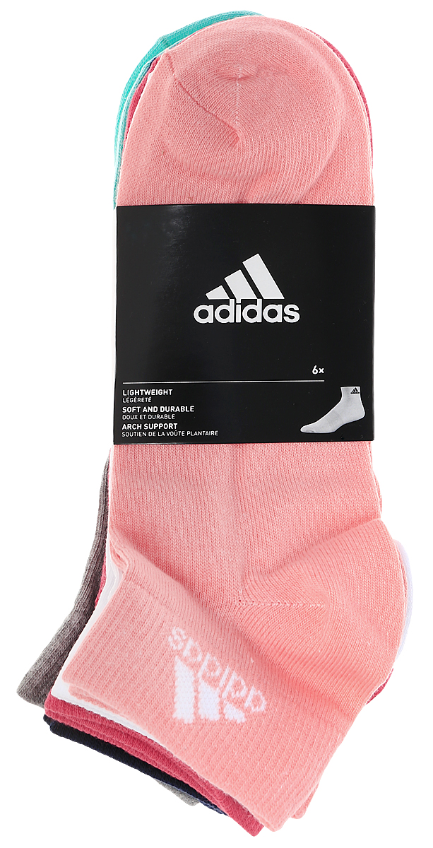 Носки женские adidas Per Ankle T, цвет: мультиколор, 6 пар. S99891. Размер 31/34S99891 Носки женские adidas Per Ankle T, цвет: мультиколор, 6 пар. S99891. Размер 31/34S99891Женские носки adidas Per Ankle T изготовлены из высококачественного эластичного хлопка с добавлением полиамида и полиэстера. Укороченные носки с поддержкой стопы имеют эластичную резинку, которая надежно фиксирует носки на ноге. В комплект входят 6 пар носков разных цветов: розового, белого, светло-розового, темно-синего, серого и мятного.