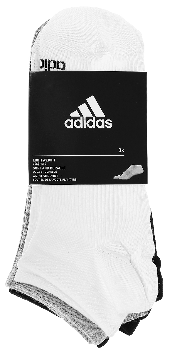 Носки adidas Per No-Sh T, цвет: черный, белый, серый, 3 пары. AA2313. Размер 39/42AA2313 Носки adidas Per No-Sh T, цвет: черный, белый, серый, 3 пары. AA2313. Размер 39/42AA2313Носки adidas Per No-Sh T изготовлены из высококачественного эластичного хлопка с добавлением полиэстера. Укороченныеноски с поддержкой стопы имеют эластичную резинку, которая надежно фиксирует носки на ноге. В комплект входят 3 пары носков, оформленных логотипом бренда adidas.