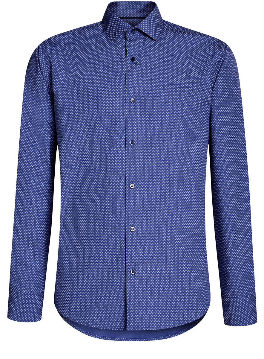 Рубашка муж oodji Lab, цвет: синий, белый. 3L110175M/19370N/7510G. Размер 38-182 (44-182)