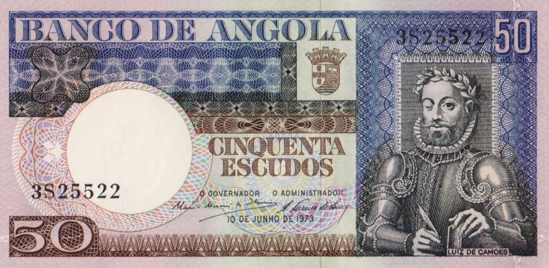 Банкнота номиналом 50 эскудо. Ангола, 1973 год