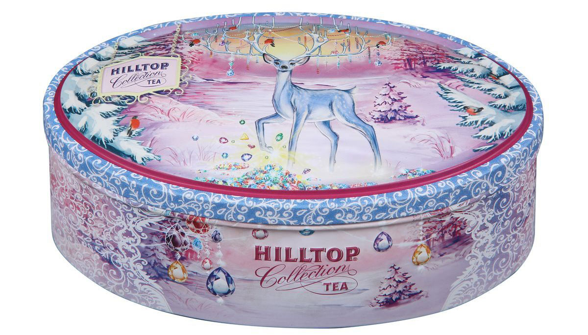 Hilltop Земляника со сливками. Сказочный олень чай черный листовой, 100 г4607099307322 Hilltop Земляника со сливками. Сказочный олень чай черный листовой, 100 г4607099307322Чай Hilltop Земляника со сливками. Сказочный олень - смесь черного байхового чая с листьями и плодами земляники, со вкусом свежих сливок.На упаковке изображен красивый и грациозный олень, рога которого усыпаны драгоценными камнями. Подарите себе или своим близким чай в этой волшебной баночке, и сказочный олень станет талисманом для привлечения богатства не только материального, но и духовного в ваш дом.