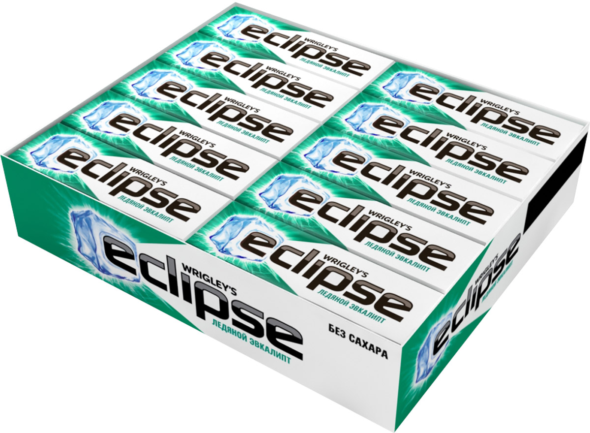 Eclipse Ледяной эвкалипт жевательная резинка без сахара, 30 пачек по 13,6 г4009900496995 Eclipse Ледяной эвкалипт жевательная резинка без сахара, 30 пачек по 13,6 г4009900496995Попробуйте по-настоящему ледяную свежесть. Жевательная резинка Eclipse освежает дыхание и придает уверенности в общении. Уверены в дыхании - уверены в себе.Уважаемые клиенты! Обращаем ваше внимание, что полный перечень состава продукта представлен на дополнительном изображении.