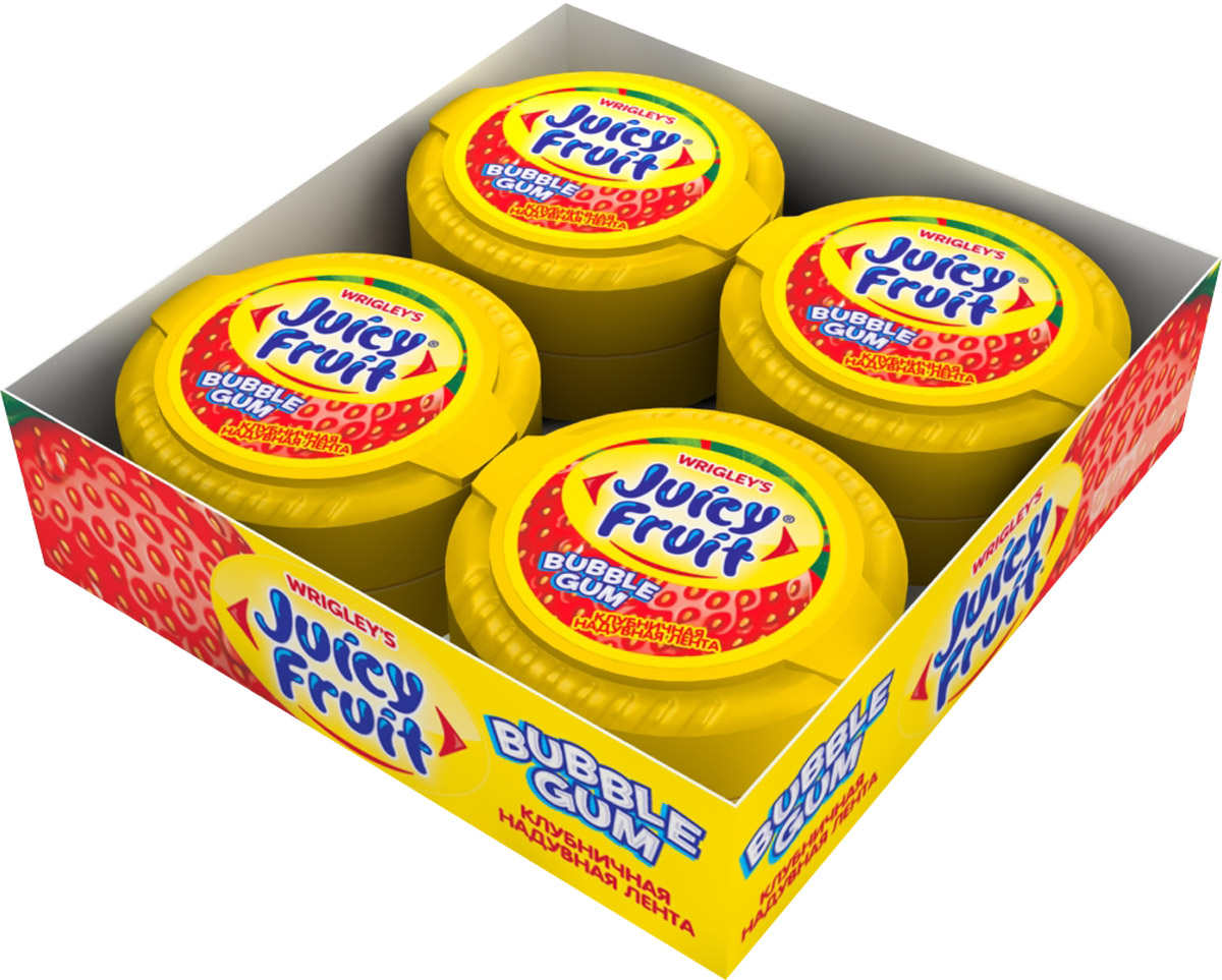 Juicy Fruit Bubble Gum Клубничная надувная лента жевательная резинка, 8 пачек по 30 г одеколон demeter жевательная резинка bubble gum объем 30 мл