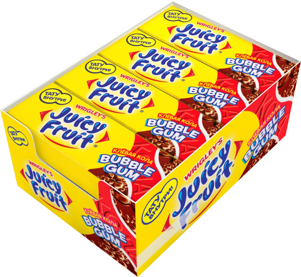 Juicy Fruit Bubble Gum Клевая кола жевательная резинка, 24 пачки по 13,8 г одеколон demeter жевательная резинка bubble gum объем 30 мл