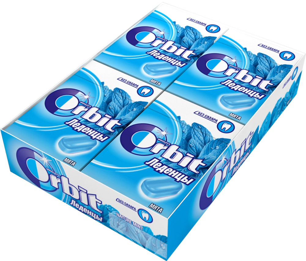Orbit Мята леденцы, 8 пачек по 35 г4043041000109 Orbit Мята леденцы, 8 пачек по 35 г4043041000109Леденцы Orbit с ароматом натуральной мяты без сахара помогут сохранить свежее дыхание и насладиться ярким вкусом. Вкусные и освежающие леденцы для уверенной улыбки в любой ситуации!Уважаемые клиенты! Обращаем ваше внимание, что полный перечень состава продукта представлен на дополнительном изображении.