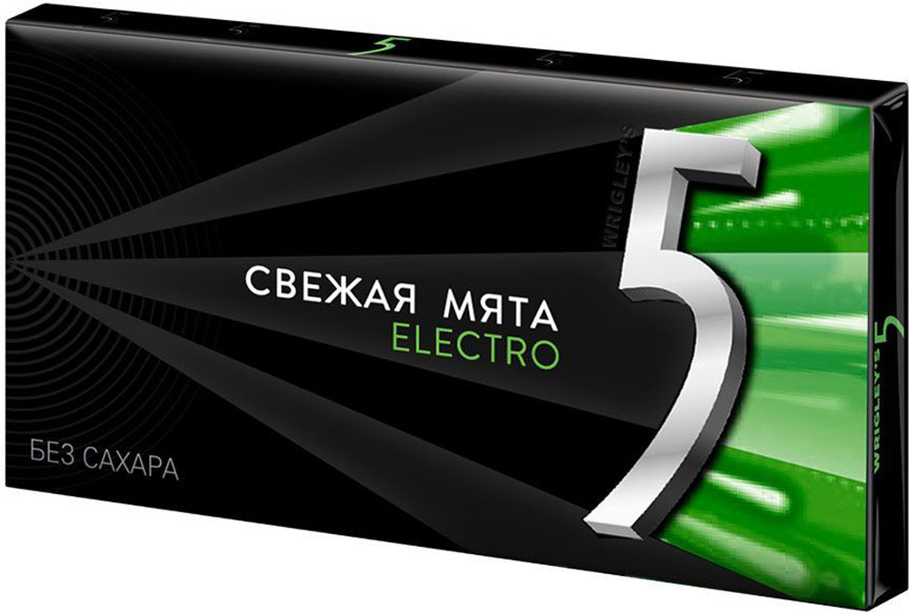 Wrigleys 5 Electro Свежая мята жевательная резинка без сахара, 15,6 г46161826 Wrigleys 5 Electro Свежая мята жевательная резинка без сахара, 15,6 г46161826Жевательная резинка Wrigleys 5 Electro в формате пластинок со вкусом сладкой мяты.Обладает мягкой приятной текстурой и удивительно долгим вкусом, а стильная черная пачка легко помещается в кармане и в сумочке, не теряя форму.В упаковке 6 пластинок.Уважаемые клиенты! Обращаем ваше внимание, что полный перечень состава продукта представлен на дополнительном изображении.
