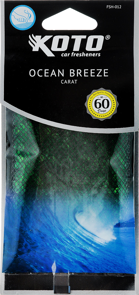 Ароматизатор автомобильный Koto Carat. Ocean breeze, гелевый, под сиденьеFSH-012 Ароматизатор автомобильный Koto Carat. Ocean breeze, гелевый, под сиденьеFSH-012Автомобильный ароматизатор Koto Carat. Ocean breeze эффективно устраняет неприятные запахи и придает легкий приятный аромат. Сочетание геля с парфюмами наилучшего качества обеспечивает устойчивый запах. Кроме того, ароматизатор обладает элегантным дизайном, поэтому будет гармонично смотреться в салоне любого автомобиля. Благодаря удобной конструкции, его можно положить под сиденье. Ароматизатор имеет продолжительный срок службы - до 60 дней. Его можно использовать не только в автомобиле, но и в домашних условиях.