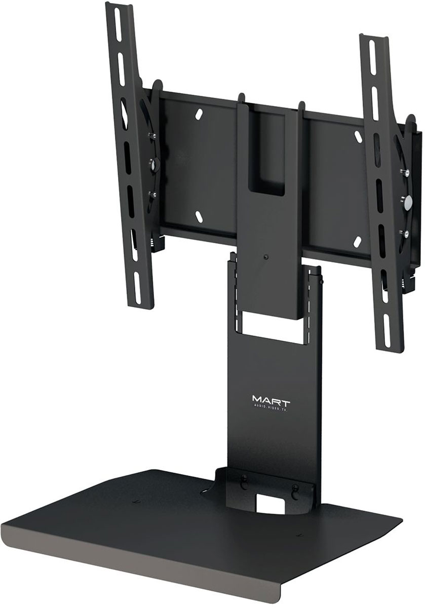 Mart 410S, Black кронштейн для ТВ1255789 Mart 410S, Black кронштейн для ТВ1255789Mart 410S - надежный кронштейн для вашего телевизора. Максимальная нагрузка составляет 70 кг, а угол наклона до 15°. Данный кронштейн поможет организовать пространство в гостиной или любой другой комнате. Ведь гораздо удобнее, когда телевизор установлен не на столе или тумбе, а на стене.