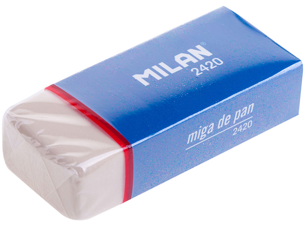 Milan Ластик 2420CMM2420 Milan Ластик 2420CMM2420Мягкий ластик Milan из синтетического каучука подходит для удаления следов всех видов чернографитных карандашей с любых поверхностей. Удобный держатель делает работу с ластиком особенно комфортной.