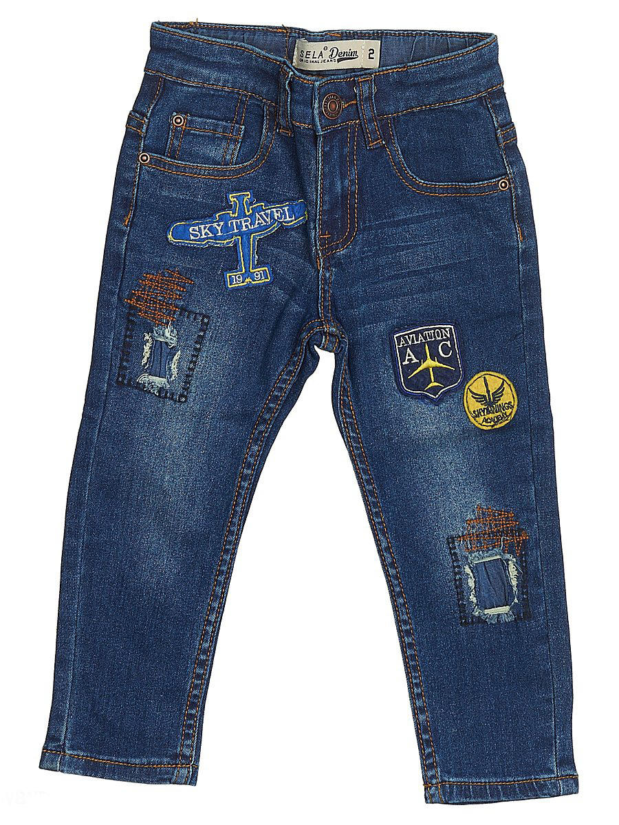 Джинсы для мальчика Sela Denim, цвет: синий джинс. PJ-735/053-7131. Размер 92, 2 годаPJ-735/053-7131 Джинсы для мальчика Sela Denim, цвет: синий джинс. PJ-735/053-7131. Размер 92, 2 годаPJ-735/053-7131Стильные джинсы для мальчика Sela выполнены из качественного эластичного хлопка с эффектом потертостей. Джинсы зауженного кроя и стандартной посадки на талии застегиваются на пуговицу и имеют ширинку на застежке-молнии. На поясе имеются шлевки для ремня. Модель представляет собой классическую пятикарманку: два втачных и один маленький накладной кармашек спереди и два накладных кармана сзади. Джинсы оформлены яркими нашивками и декоративными заплатками.