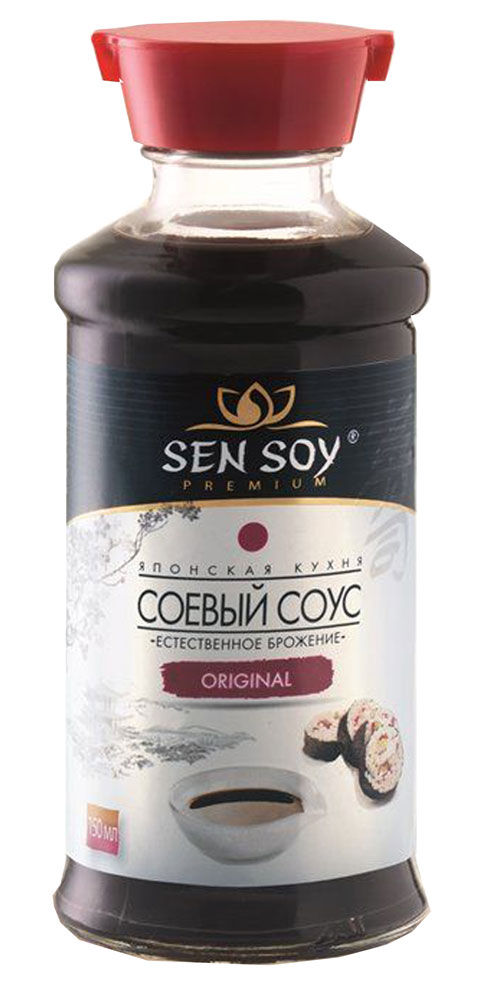 Sen Soy Соевый соус, 150 мл (диспенсер)4607041134181 Sen Soy Соевый соус, 150 мл (диспенсер)4607041134181Соевый соус Сэн Сой Премиум Originalготовится методом естественного брожения и подвергается более длительной выдержке по сравнению с обычным соевым соусом, поэтому его отличает более насыщенная консистенция и особенные неповторимые оттенки вкуса. Соевый соус Original производится под чутким контролем технологов на единственном в России заводе, использующем для производства соевых соусов только традиционную методику, без применения вредных кислот и щелочи. Соевый соус Original – это натуральный премиальный продукт. Эргономичная форма бутылочки удобна в повседневном использовании, а ее стильный и современный дизайн прекрасно вписывается в любой кухонный интерьер. Еще одно неоспоримое преимущество соевого соуса Original - это крышка-дозатор, с двумя отверстиями, которая позволяет наливать соус небольшими порциями.